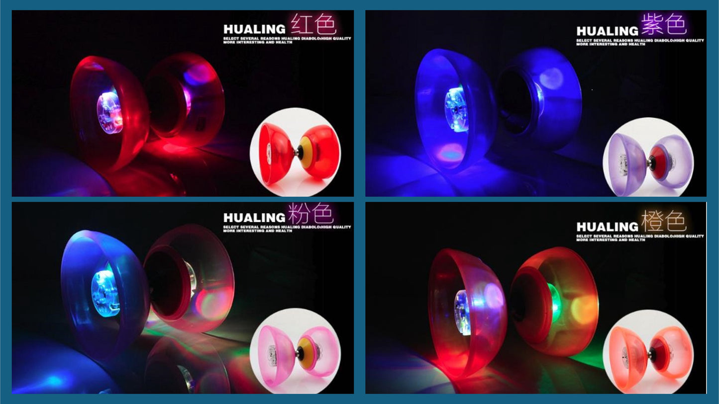 【Hualing 华铃】Big Glowing Rainbow Diabolo 大号发光彩虹铃 - 3-Bearing Axle 三培