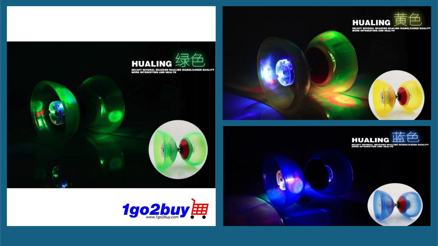 【Hualing 华铃】Big Glowing Rainbow Diabolo 大号发光彩虹铃 - 3-Bearing Axle 三培